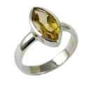 Silver Ring Citrine Tear Drop