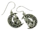 Silver Earring Wolf On Moon Lisa Parker Licensed