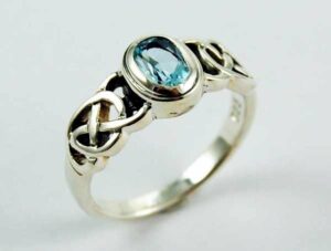 Ring Silver Band Topaz Stone