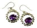 Silver Earring Stone Leaves