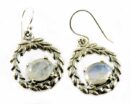 Silver Earring Stone Wreath