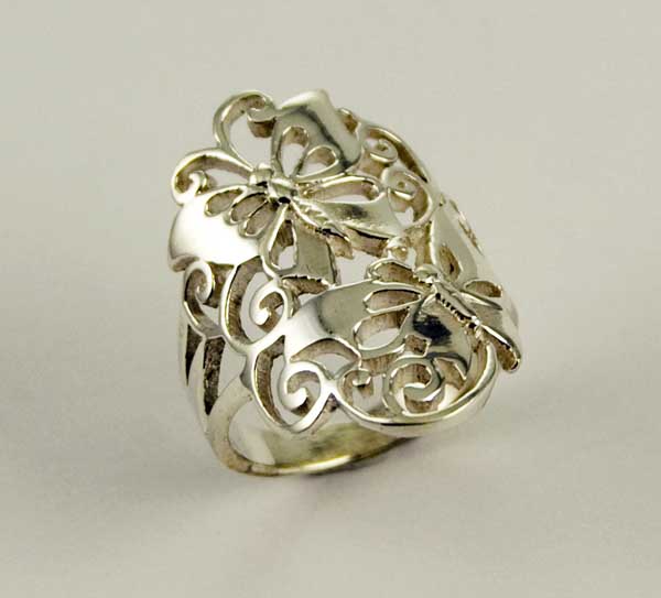 Ring Silver Double Butterfly