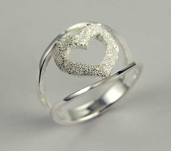 Ring Silver Glitter Heart