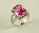Ring Silver Pink Stone 15mm