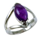 Silver Ring Amethyst Tear Drop