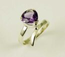 Ring Silver Amethyst Tear Drop