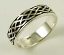 Ring Silver Band Half Woven