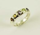 Ring Silver Band With 5 Mixed Stones