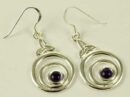 Silver Earring Circle Amethyst