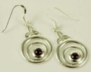 Silver Earring Circle Garnet