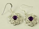 Silver Earring Circle Cut Amethyst