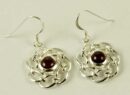 Silver Earring Circle Cut Garnet