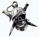 Pendant Silver Skull Pirate With Swords