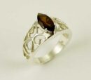 Ring Silver Garnet With Butterfly Cut Sides