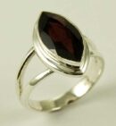 Silver Ring Garnet Tear Drop