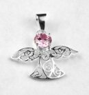 Silver Pendant Fairy Pink