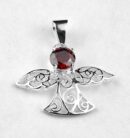 Silver Pendant Fairy Red Stone