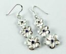 Earrings Silver Triple Flower