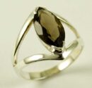 Silver Ring Smokey Quartz Tear Drop