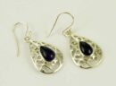 Earring Silver Oval Amethyst