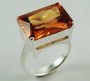 Ring Silver Rectangle Cz Stone