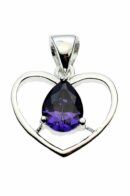 Silver Pendant Heart Amethyst Colour CZ