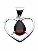 Silver Pendant Heart Red