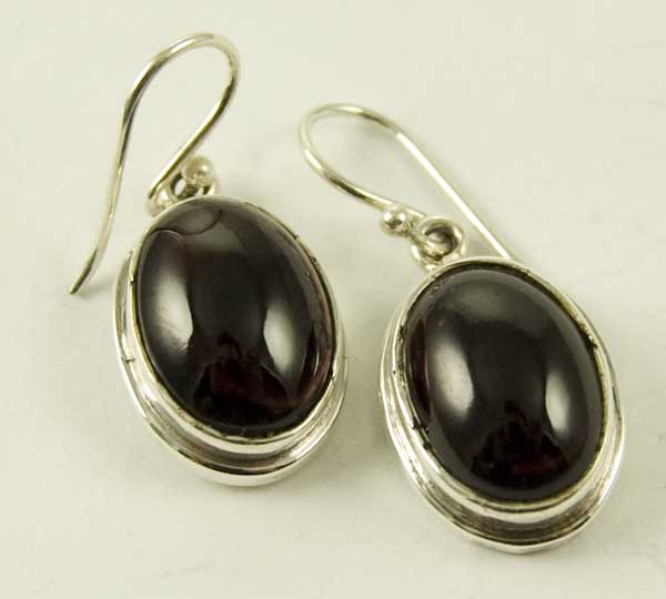 Silver Earring Oval Drop L3cm