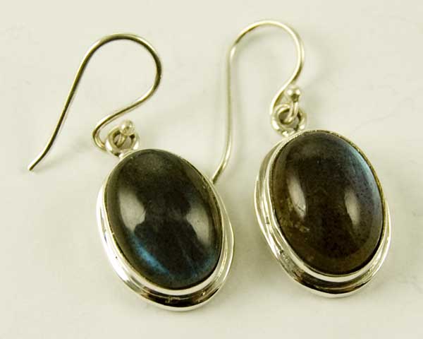 Silver Earring Oval Drop L3cm