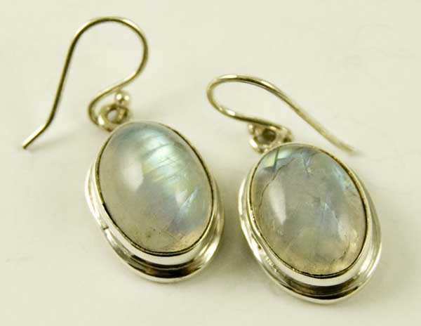 Silver Earring Oval Drop L3cm