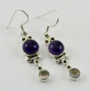 Earring Silver Circle Drop Amethyst