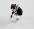 Silver Ring Oval Point Red