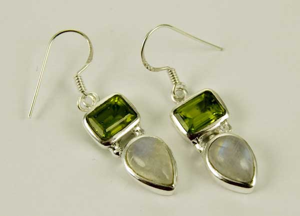 Earring Silver Double Stone