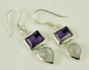 Earring Silver Double Stone