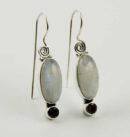 Earring Silver Long Oval Rainbow