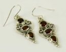 Earring Silver Garnet Drop