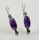Earring Silver Long Oval Amethyst