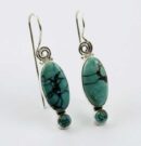 Earring Silver Long Oval Turquoise