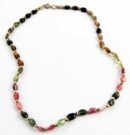 Necklace Silver Multi Oval Stone