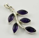 Pendant Silver Leaves Amethyst