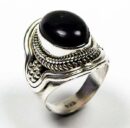 Ring Silver Oval Floral Amethyst