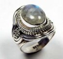 Ring Silver Oval Floral Moonstone