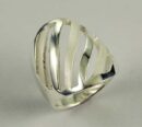 Ring Silver Two Tone Lines In Circle Cut