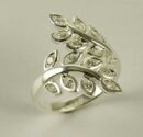 Ring Silver Leaves Clear