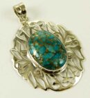Silver Pendant Oval Turquoise