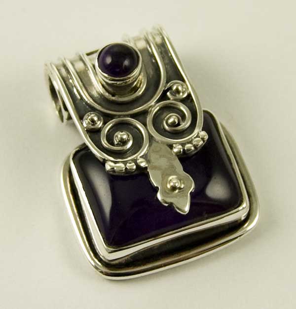 Silver Pendant Square Stone