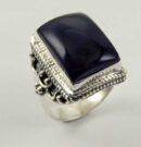Ring Silver Flat Square Amethyst Stone