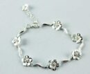 Bracelet Silver Flowers With Stones