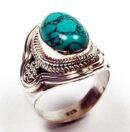 Ring Silver Oval Stone Turquoise