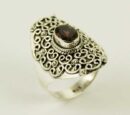 Ring Silver Garnet Cut Stone